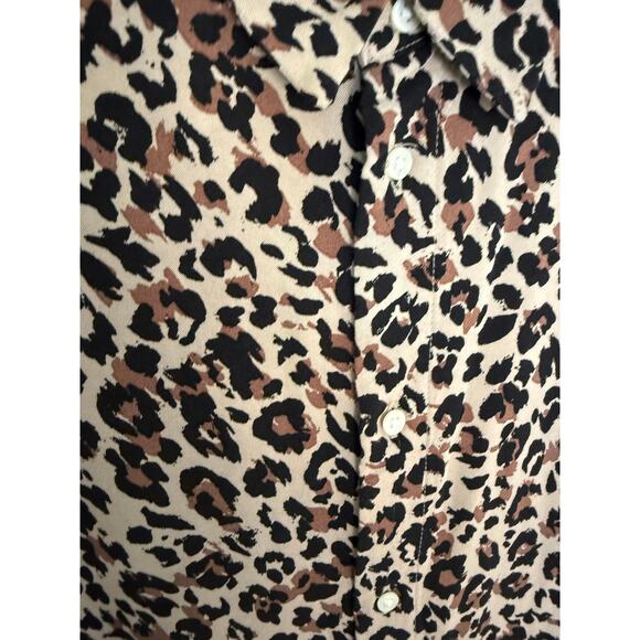 H&M Women’s Leopard Print Button Front Blouse Size L Long Sleeve 100% Viscose - Picture 3 of 7